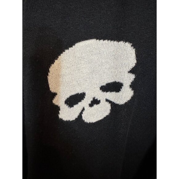 Pol Size Medium Skull Cardigan Sweater Bling Rhinestone Good Ride Applique - Picture 4 of 5